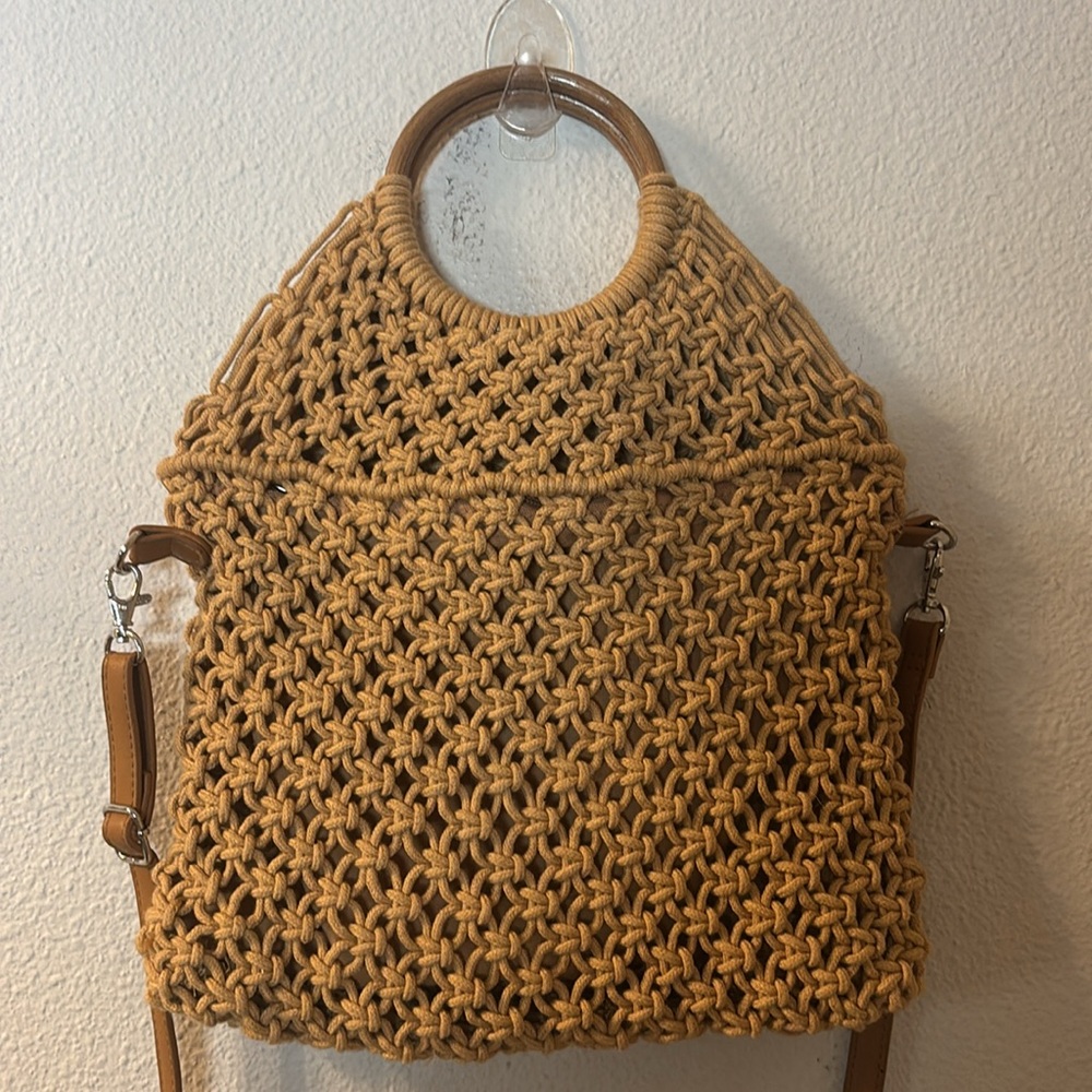 Handcrafted Tan Crochet Bag - Picture 2 of 6
